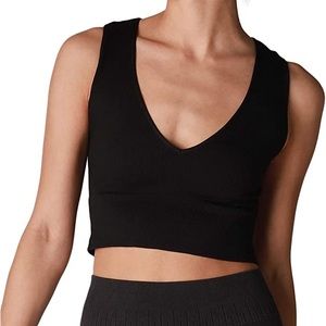 NIKIBIKI Women Seamless Plunge V-Neck Ribbed Crop Top